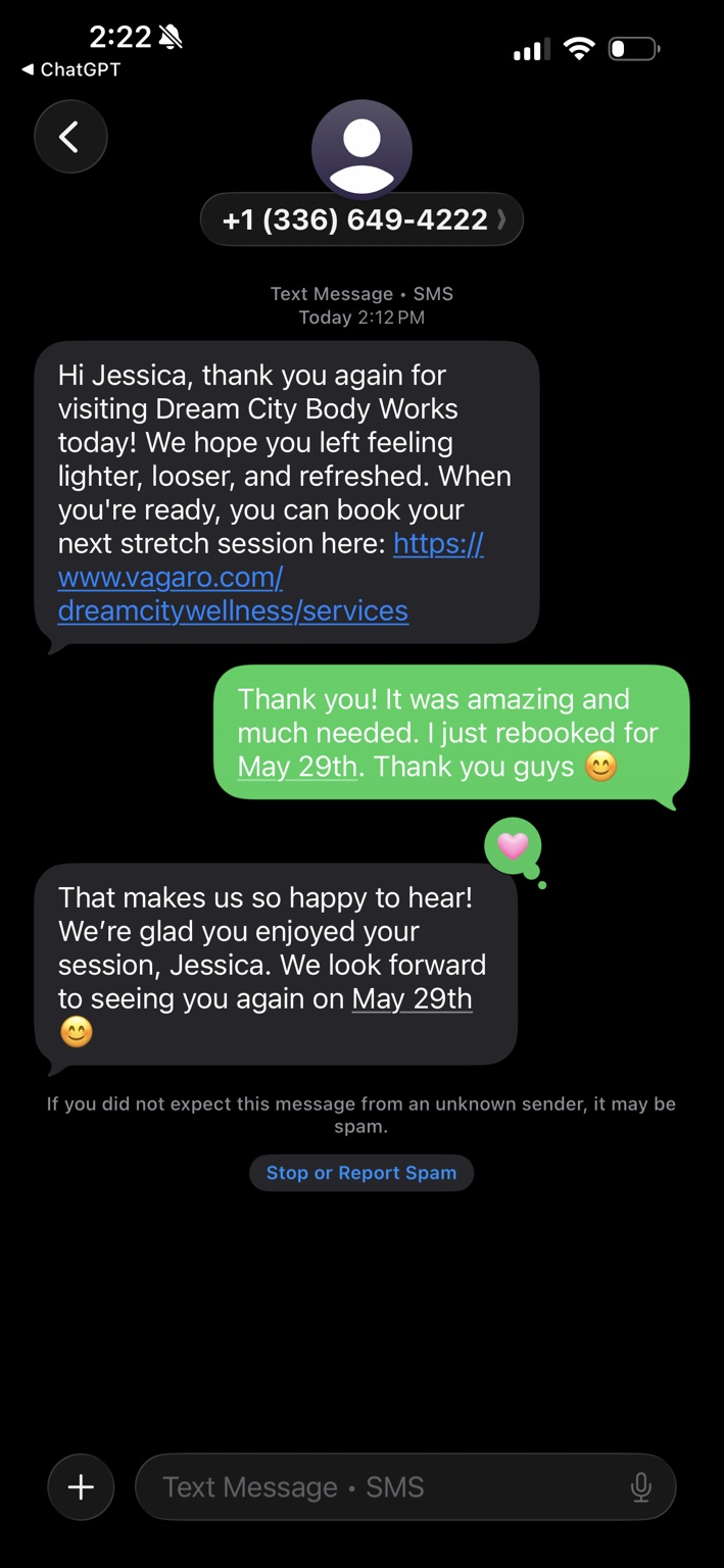 Real client text message conversation